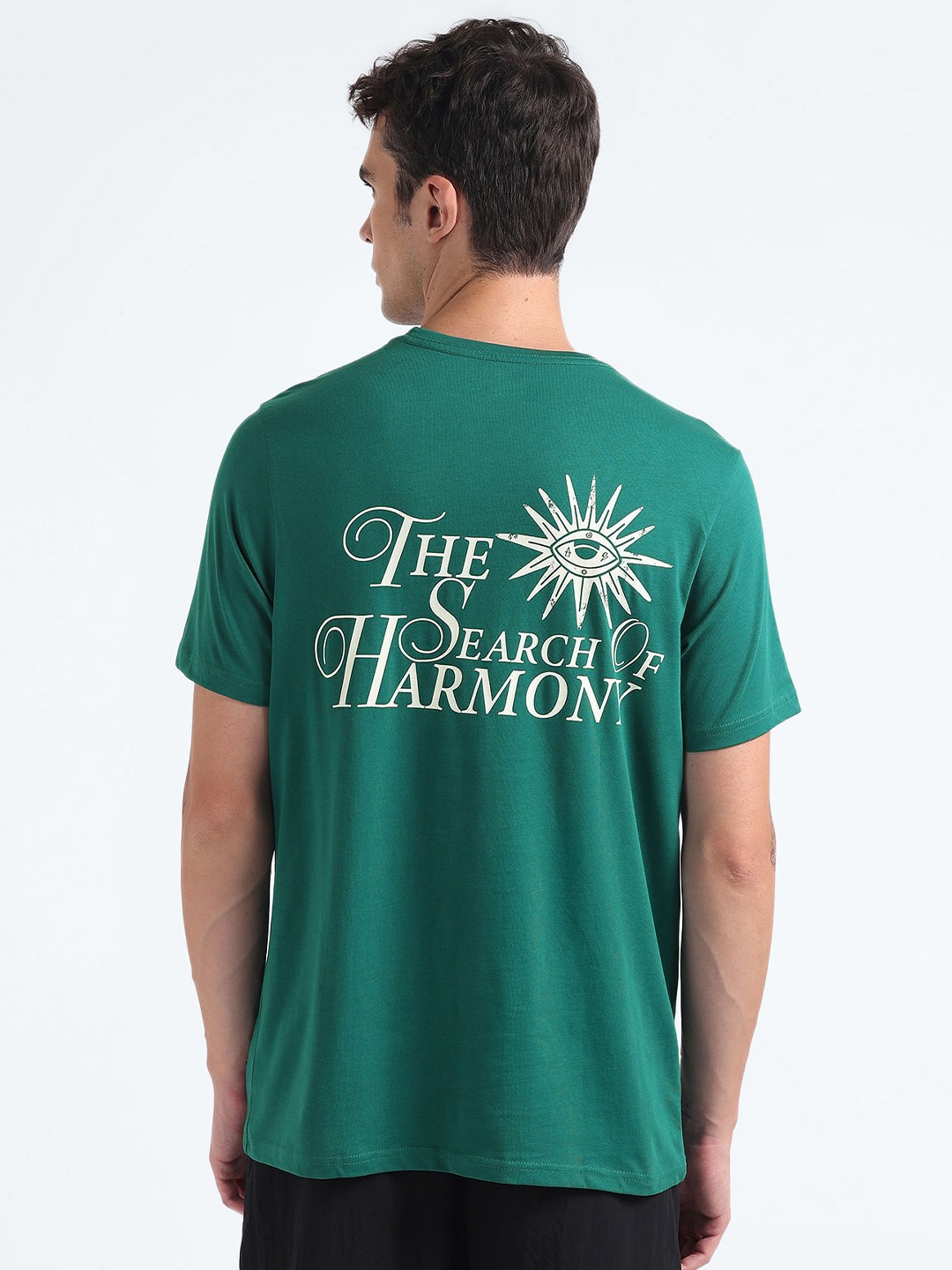

Flying Machine Typography Printed Round Neck Pure Cotton T-shirt, Green
