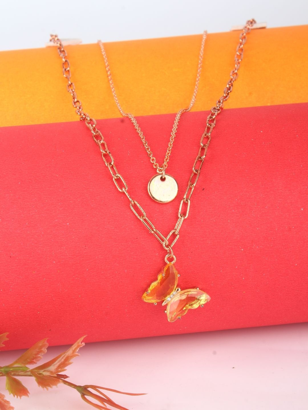 

KPOP Brass Gold-Plated Butterfly Layered Necklace