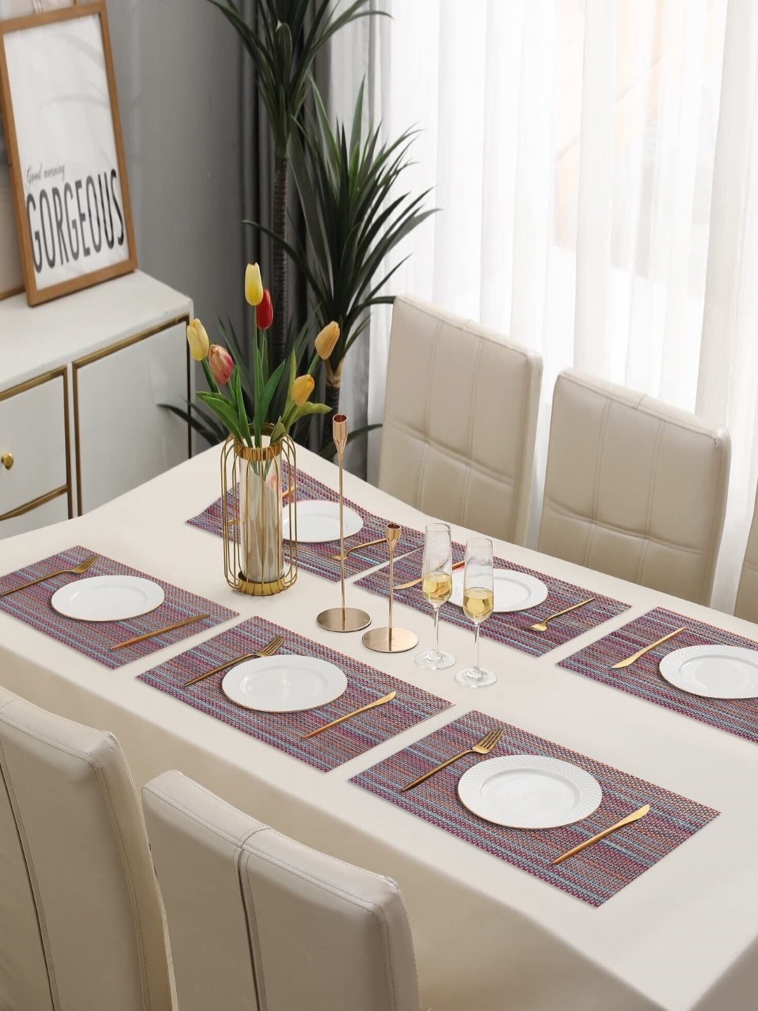 

LooMantha 6-Pcs Purple Textured Heat Resistant Table Placemats