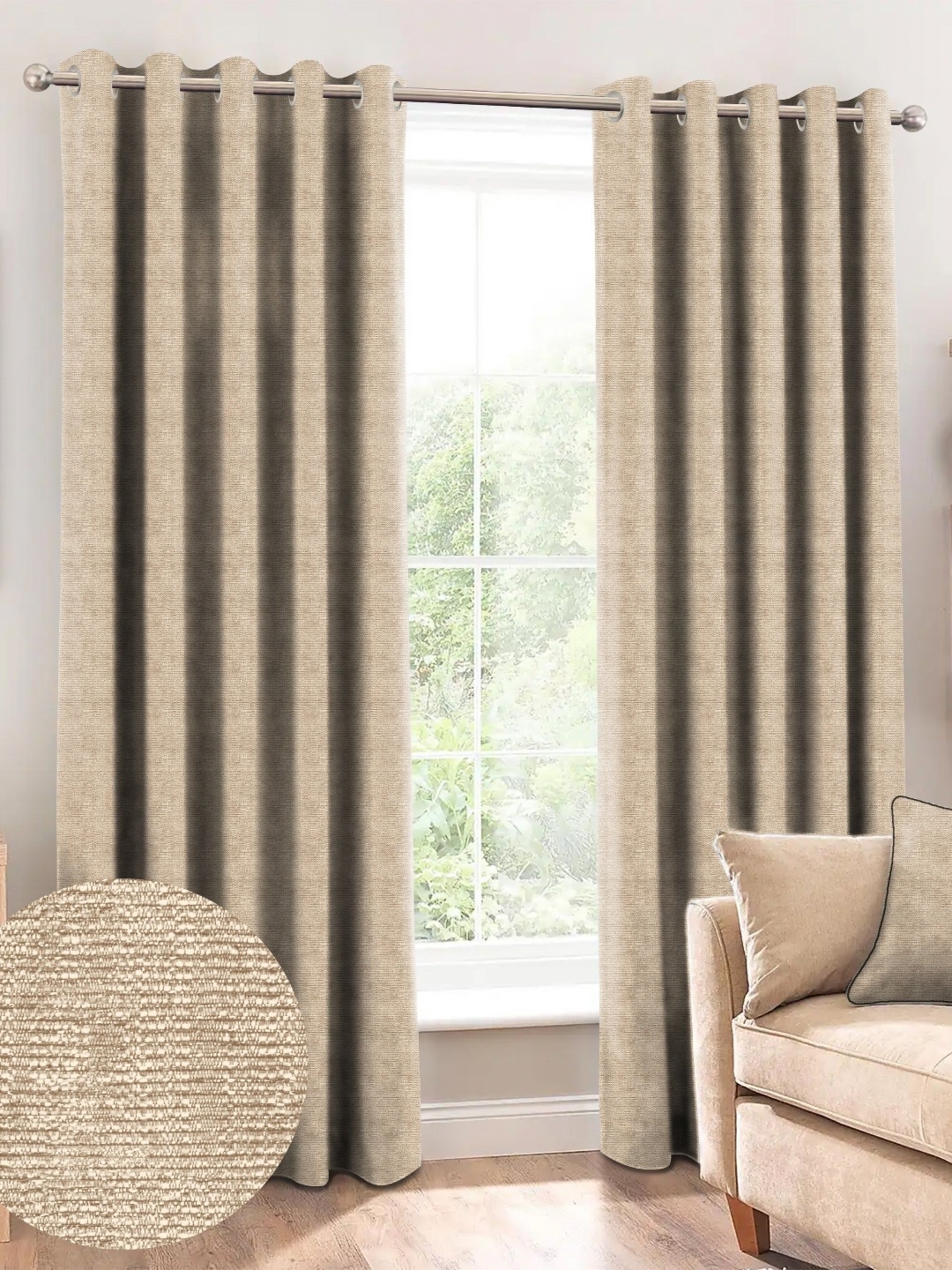 

Nefertiti Home Brown 2 Pieces Black Out Door Curtain