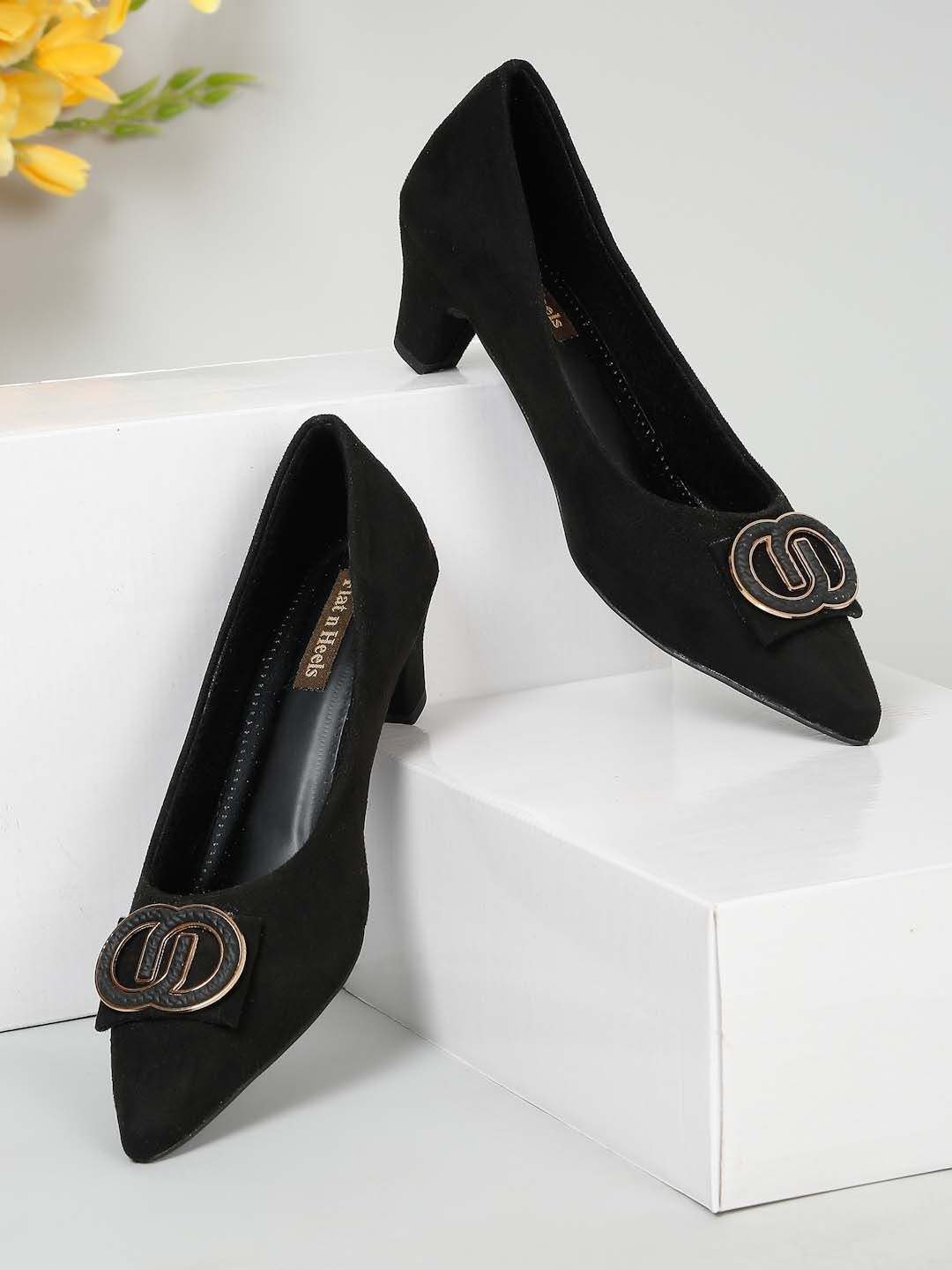 

Flat n Heels Suede Block Heel Pumps, Black