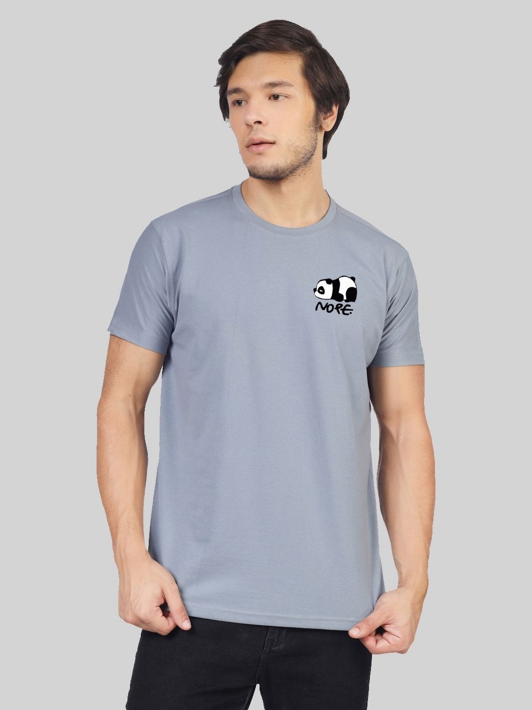 

Greylongg Men Printed Applique T-shirt, Grey