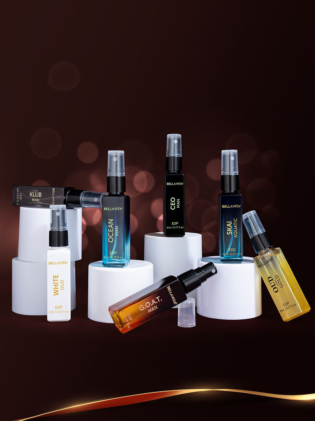 

Bella Vita Organic Set Of 7 Klub,Skai,CEO,White Oud,GOAT,Ocean & Gold Oud Eau De Parfum, Black