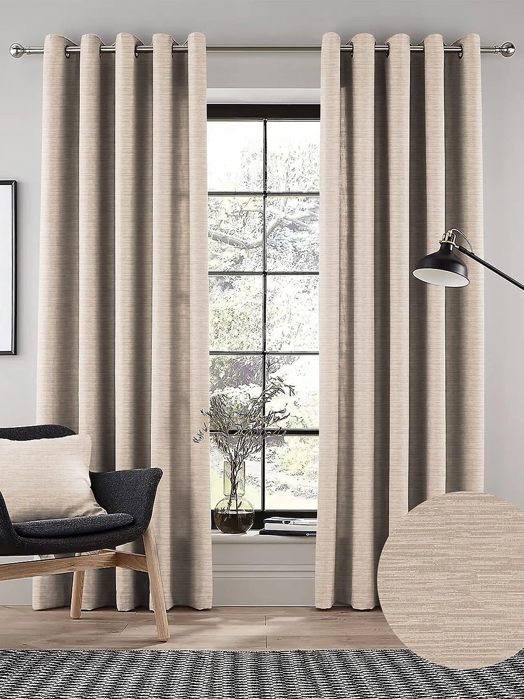 

Nefertiti Home Tan Set of 2 Floral Black Out Door Curtain