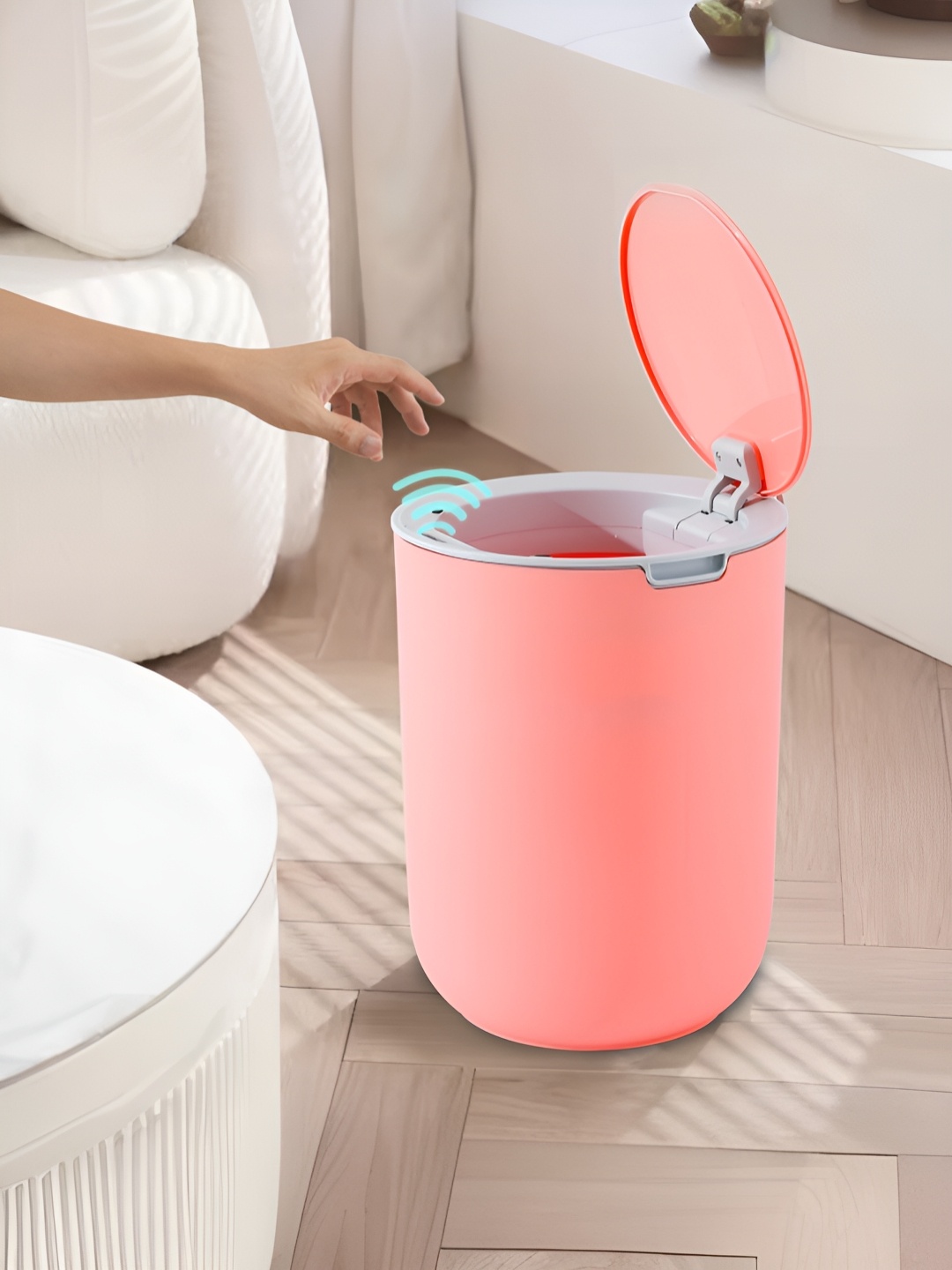

Savya Home Pink Stainless Steel Automatic Smart Sensor Dustbin With Lid- 8 L