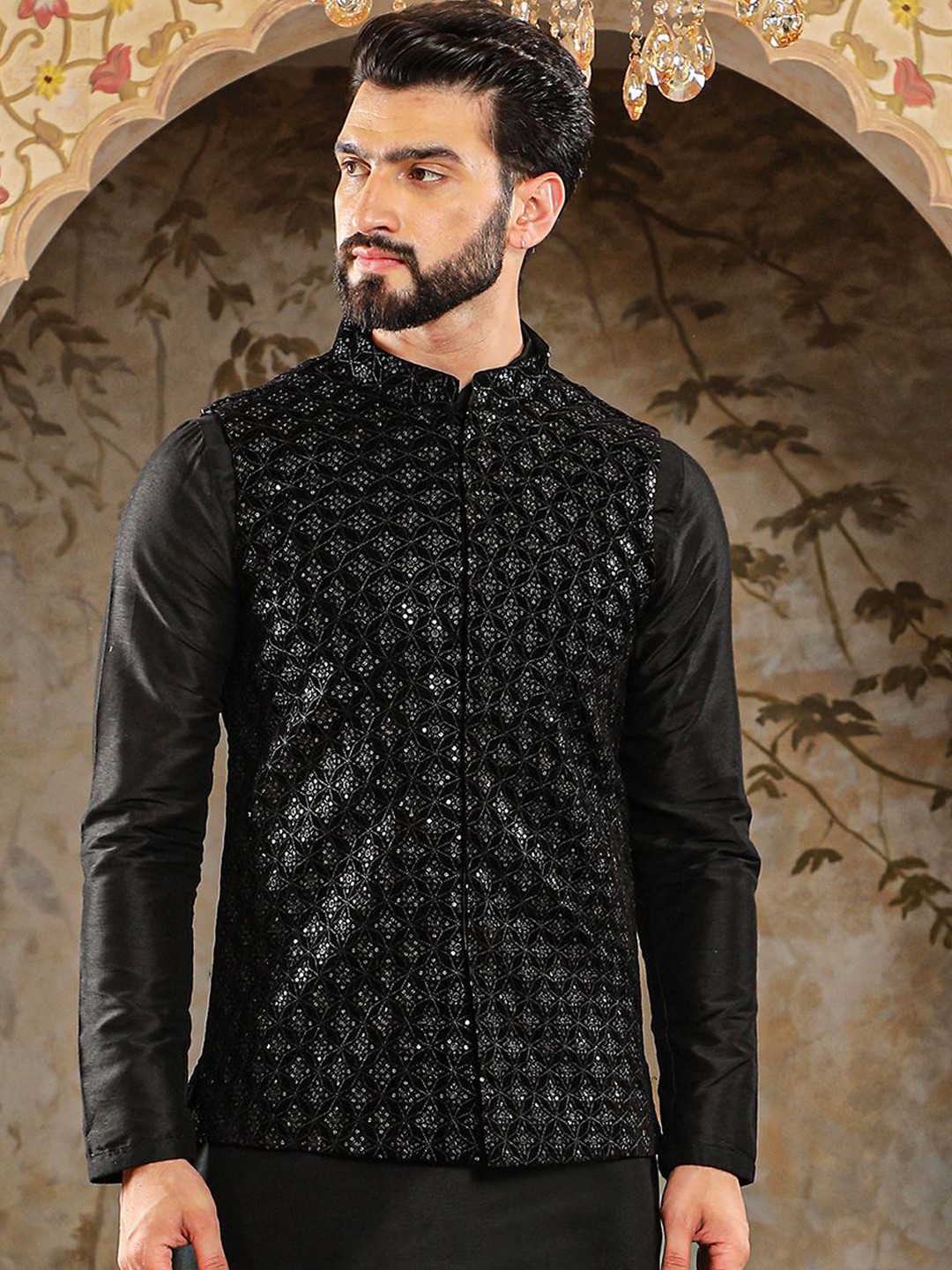 

HOUSE OF DEYANN Embroidered Nehru Jackets, Black