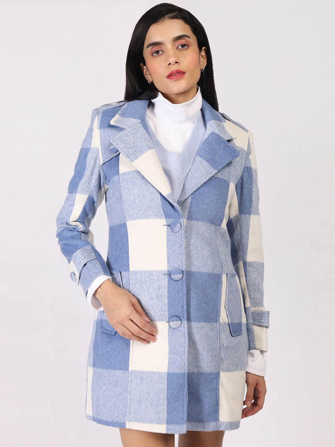 

HONNETE Women Single-Breasted Winter Coats, Blue