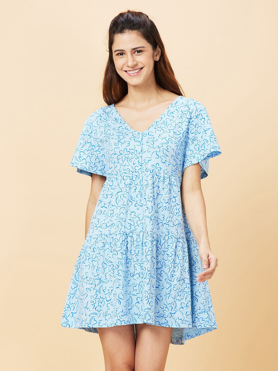 

Being Human Floral Printed A-Line Dress, Blue