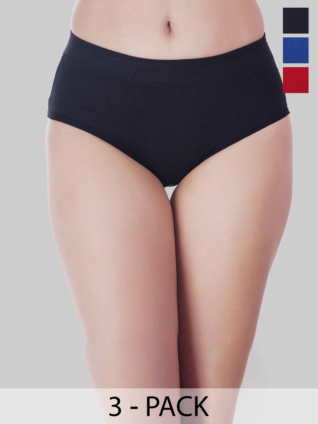 

YOU FOREVER Pack Of 3 High-Rise Hipster Briefs, Black