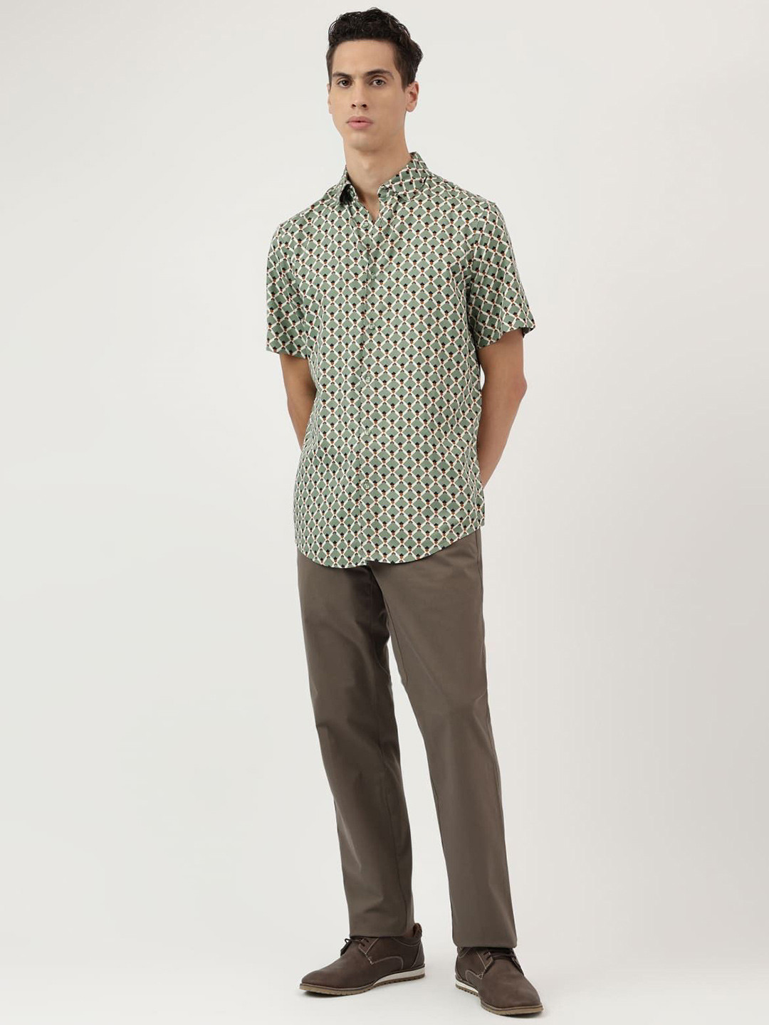 

Marks & Spencer Men Spread Collar Abstract Printed Casual Shirt, Green