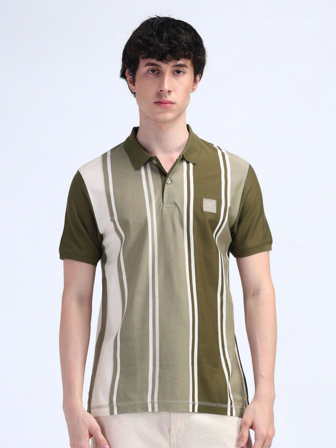 

Flying Machine Men Colourblocked Polo Collar T-shirt, Olive