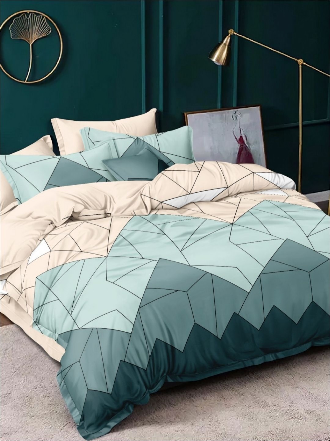 

The Bright Evening White & Blue 350 TC King Bedsheet with 2 Pillow Covers