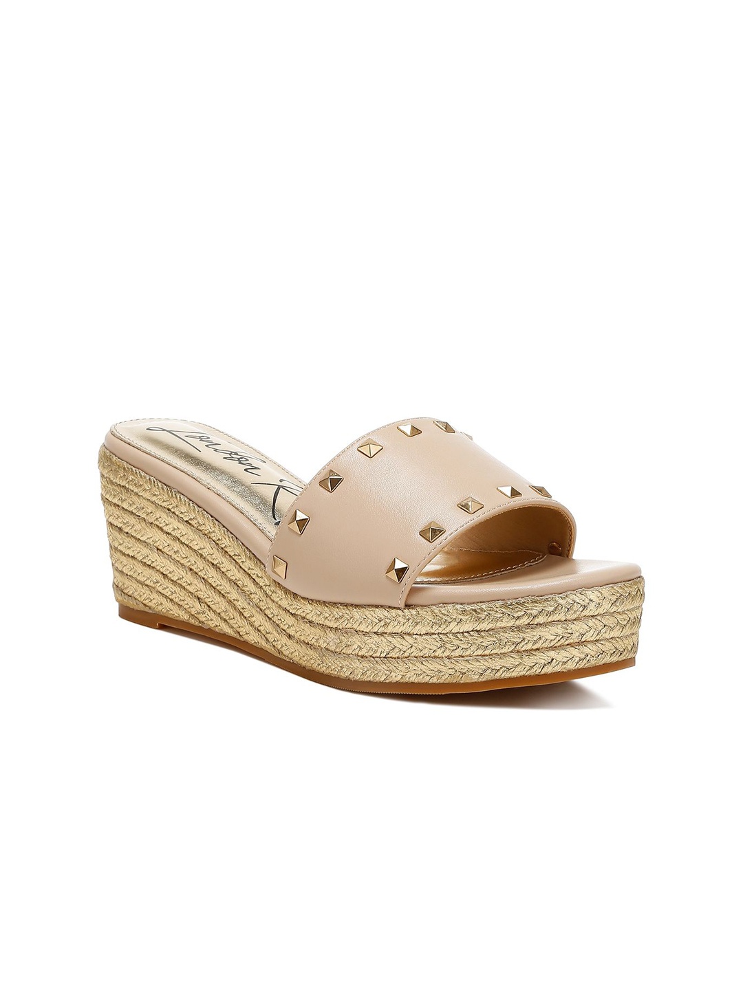 

London Rag Women Leather Wedge Sandals, Beige