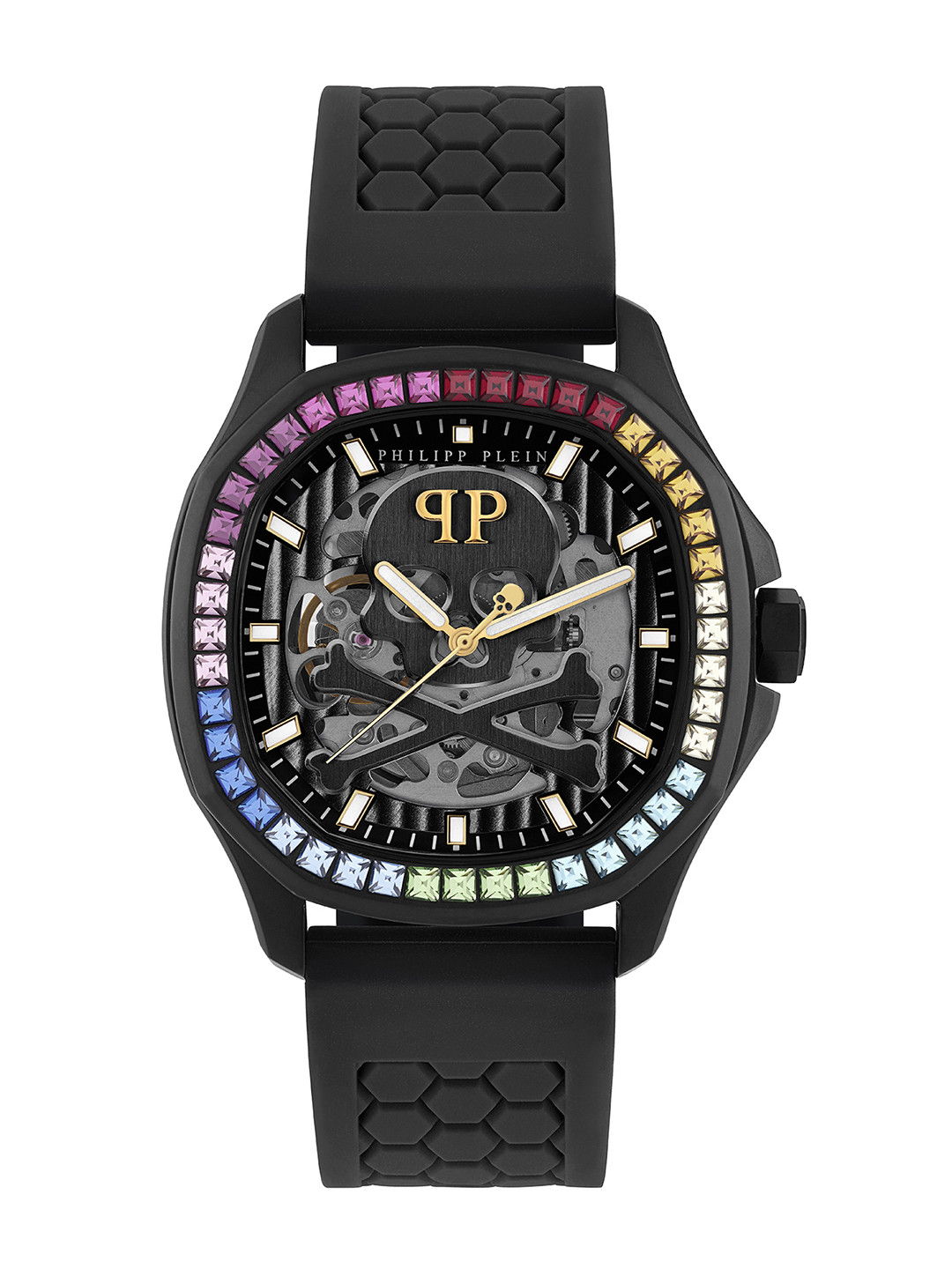 

PHILIPP PLEIN Men Skeleton Dial & Straps Analogue Automatic Motion Powered Watch PWRAA1023, Black