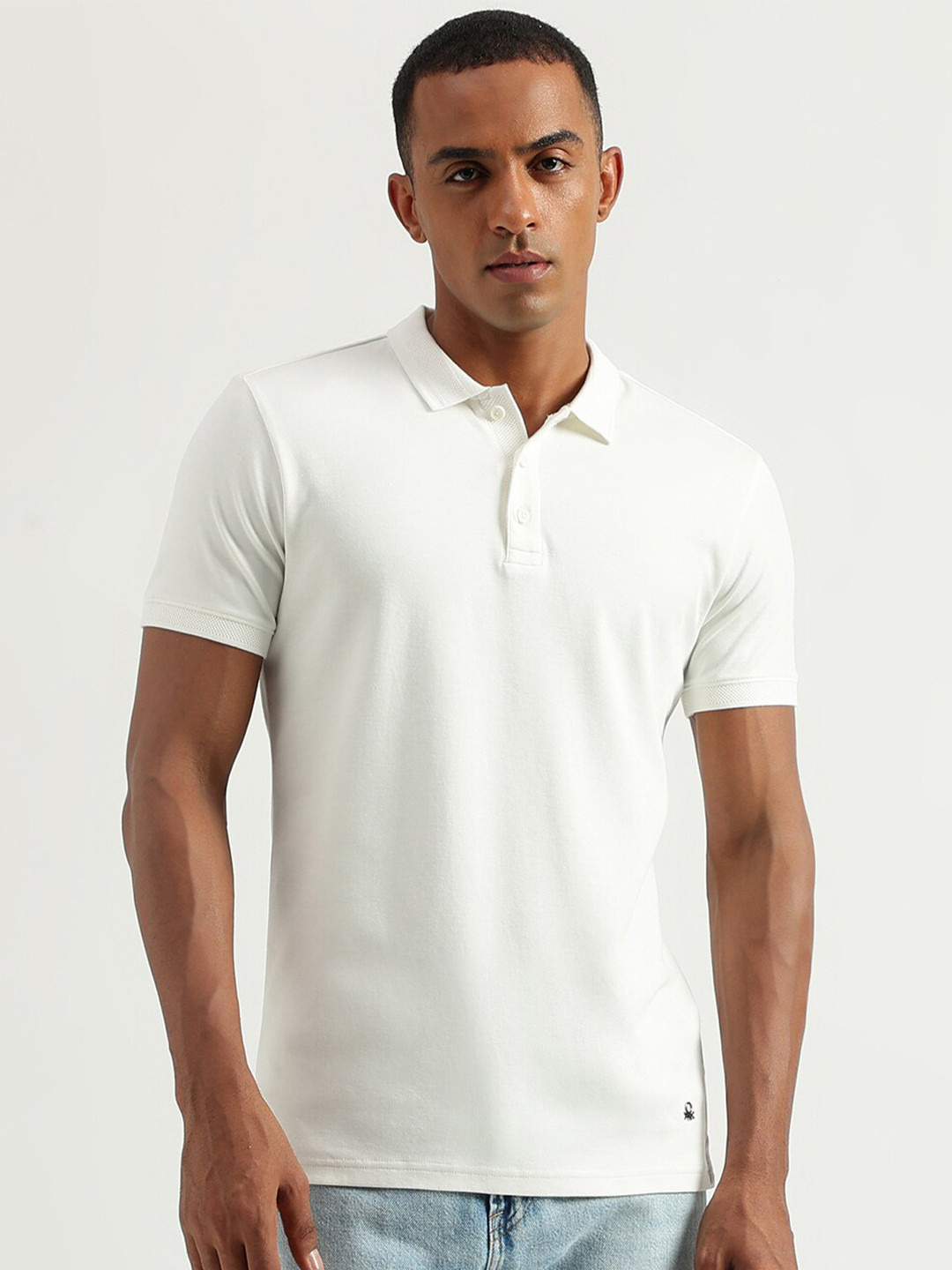 

United Colors of Benetton Polo Collar Cotton T-shirt, White