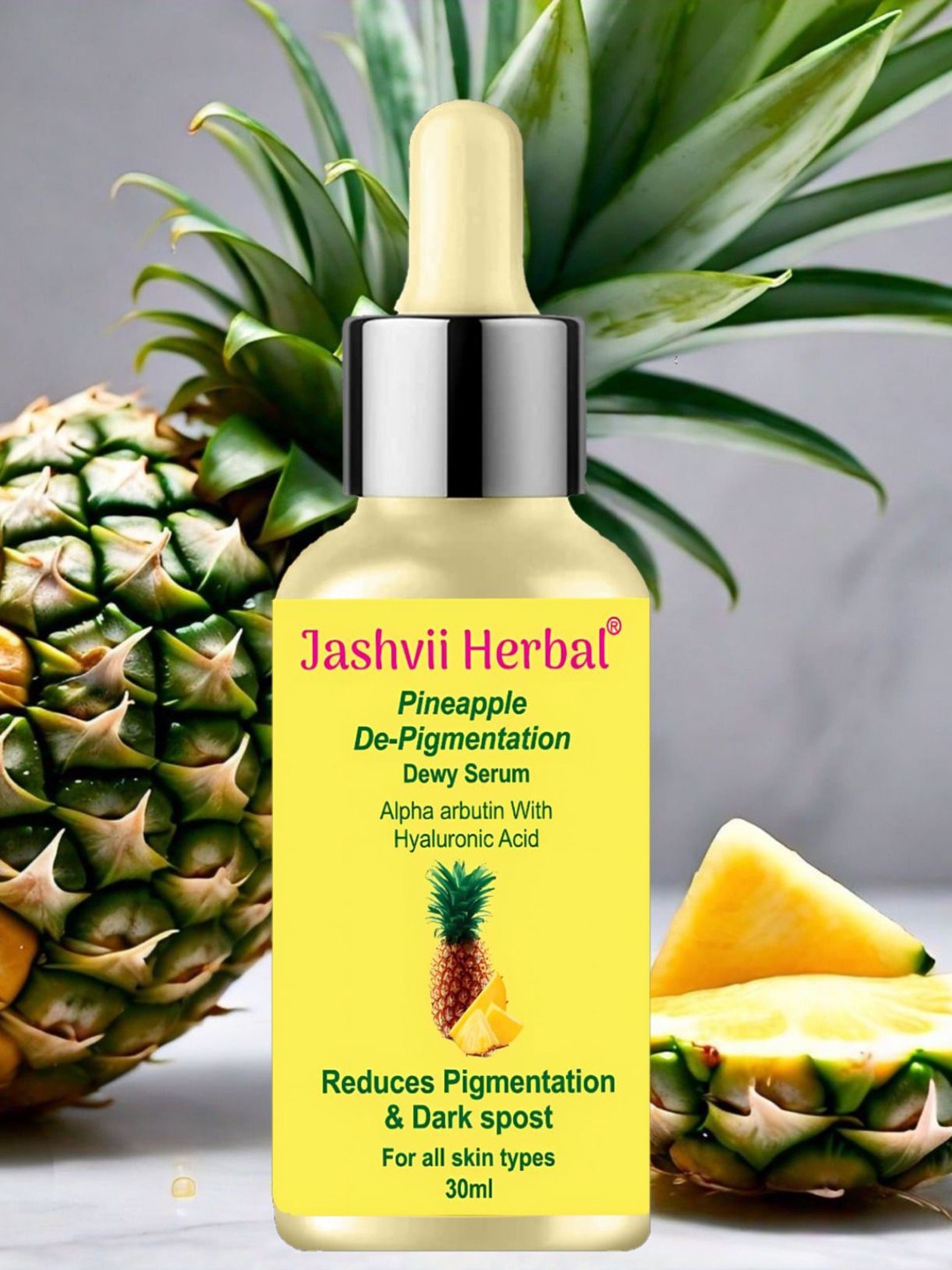

Jashvii herbal Pineapple De-Pigmentation Dewy Serum 30 ml, Yellow