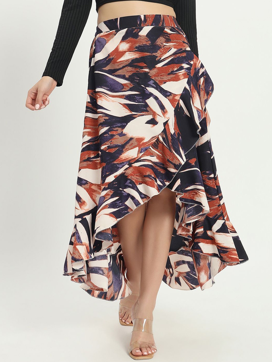 

ZWERLON Women Printed Flared Midi Skirt, Purple