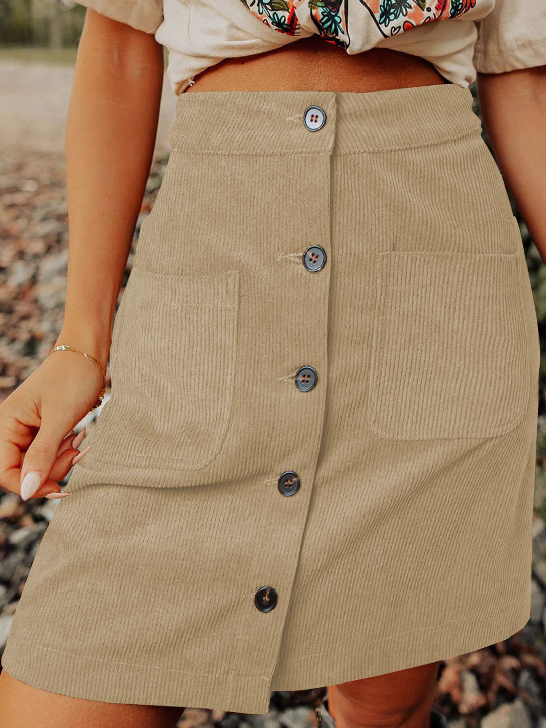 

StyleCast Women A-Line Mini Casual Skirt, Beige