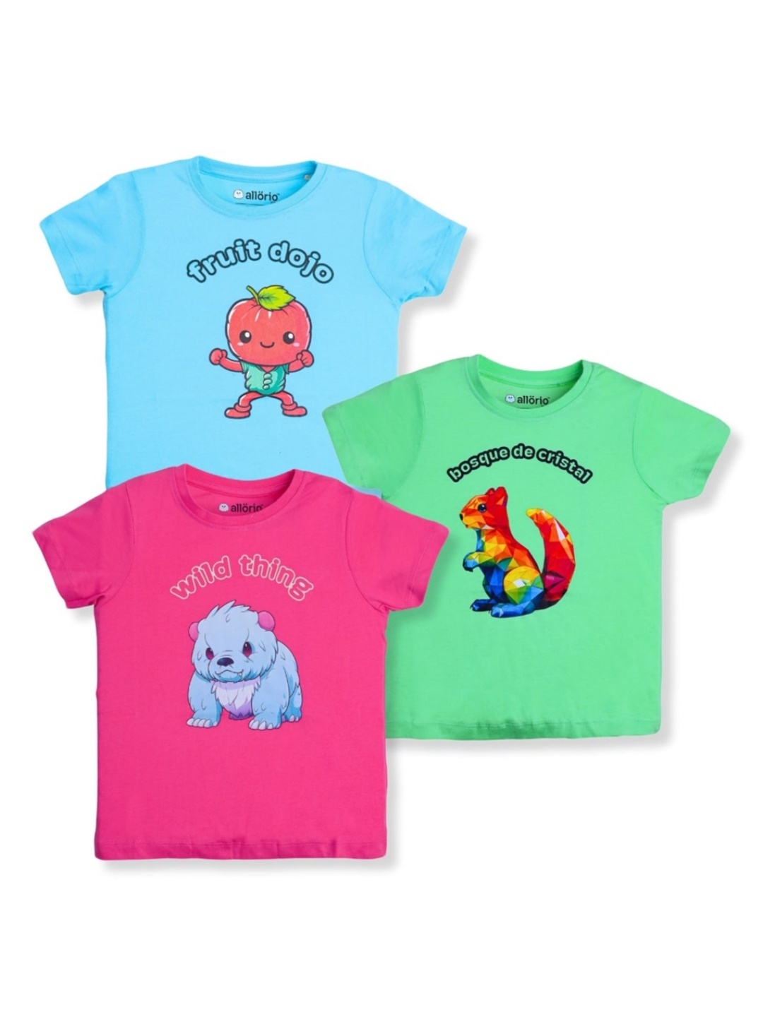 

allorio kids Girls 3 Printed Applique Slim Fit T-shirt, Multi