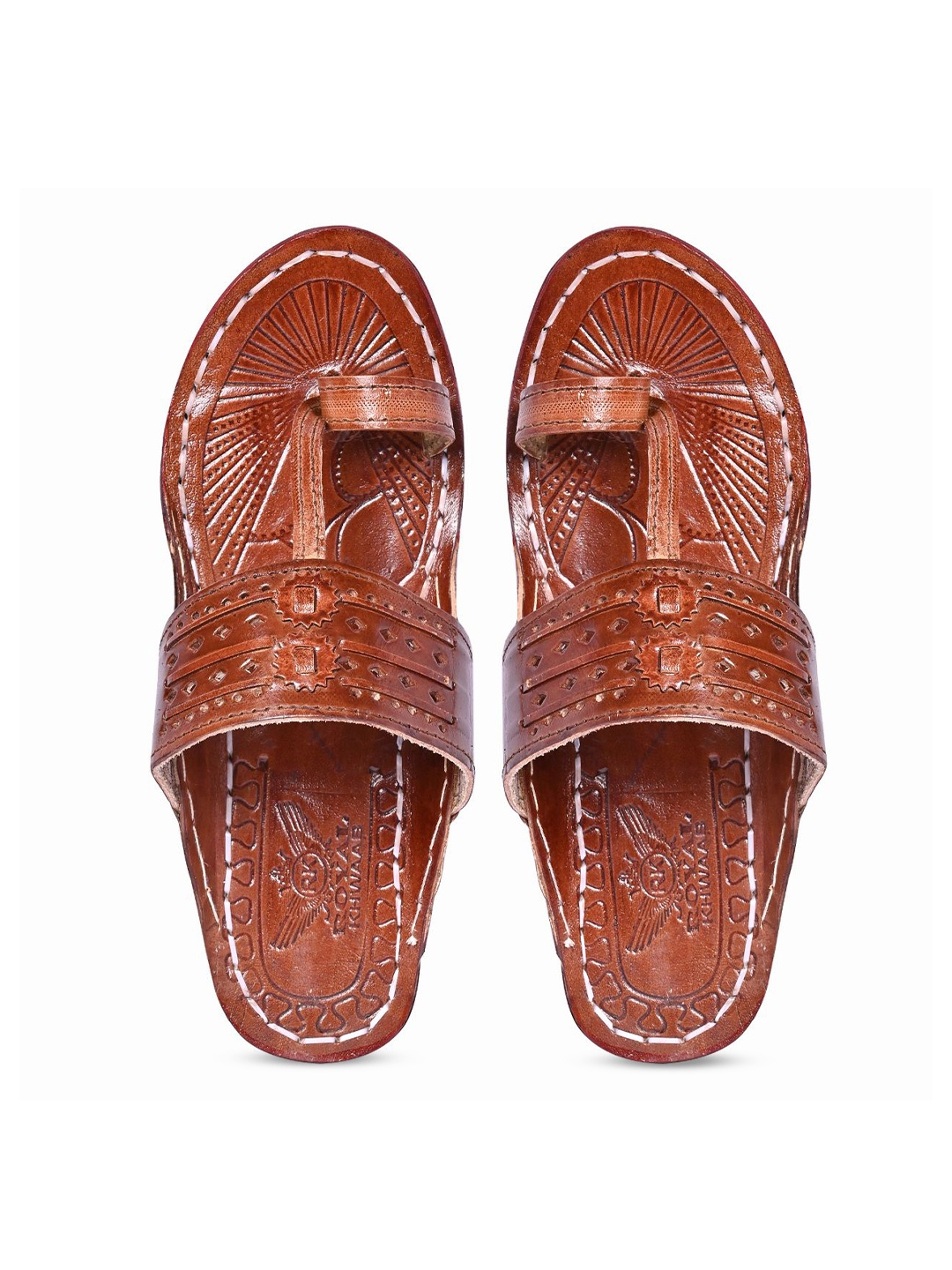 

ROYAL KHWAAB Men Ethnic Leather Comfort Sandals, Brown