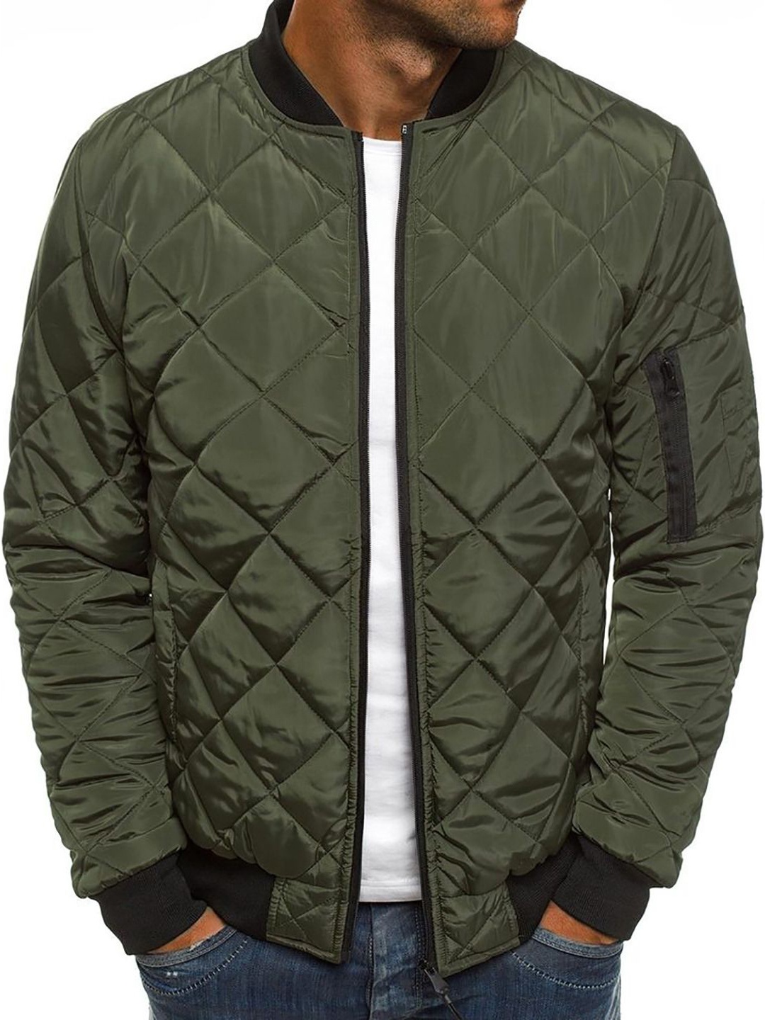 

StyleCast x Revolte Men Mock Collar Padded Jacket, Olive
