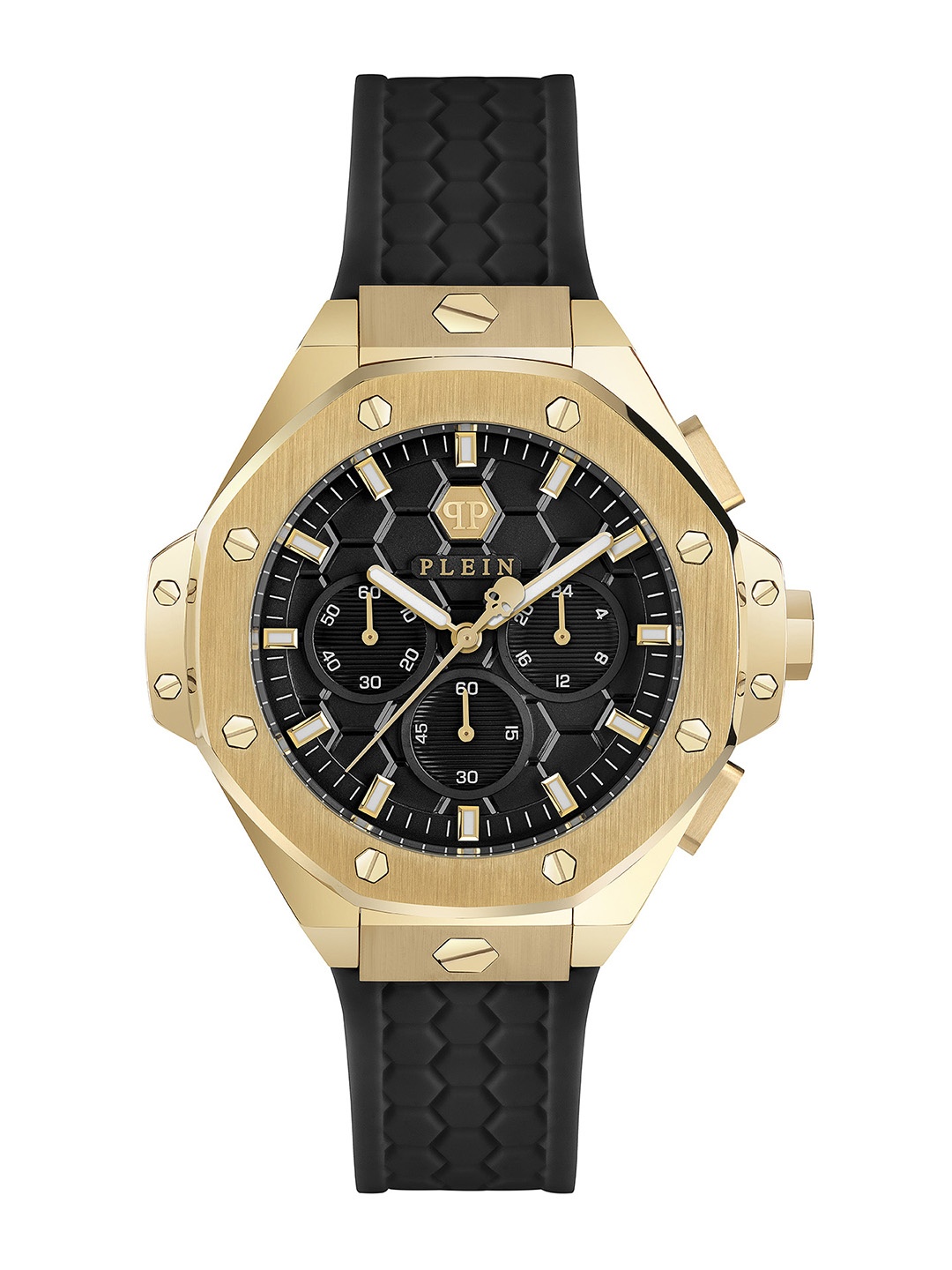 

PHILIPP PLEIN Unisex Brass Dial & Straps Analogue Watch PWPSA0124, Black