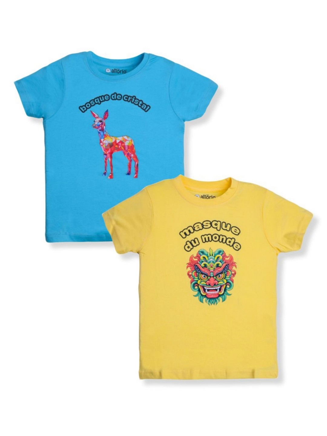 

allorio kids Girls 2 Printed Slim Fit T-shirt, Multi