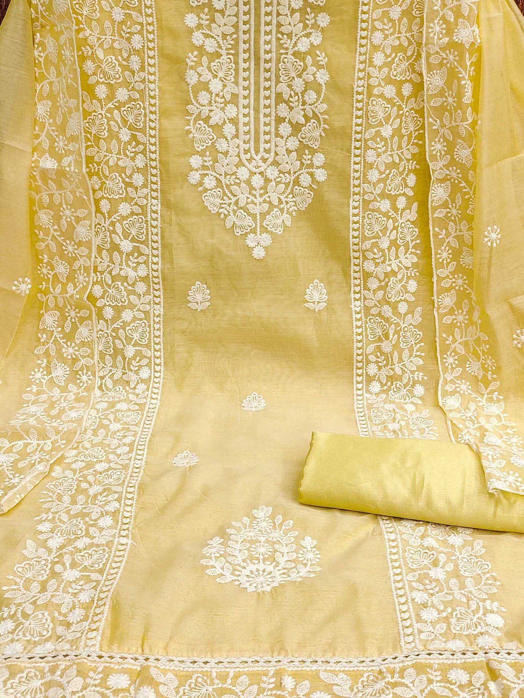 

KALINI Ethnic Motifs Embroidered Unstitched Dress Material, Yellow