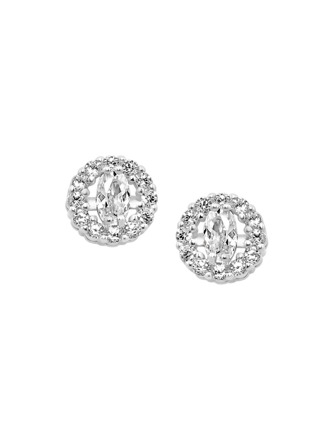 

925 SILLER 925 Pure Silver Zircon Studded Stud Earrings