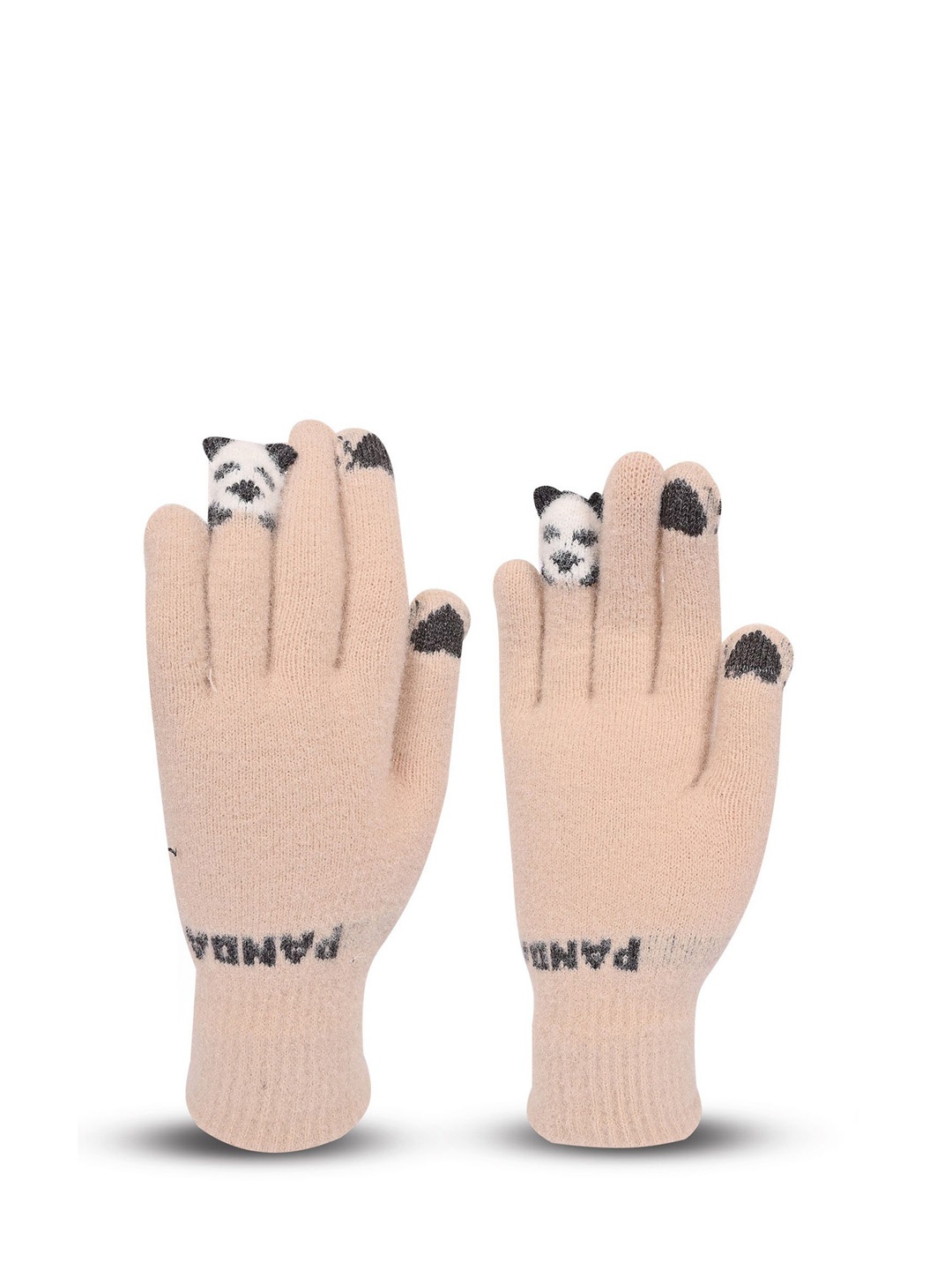 

LOOM LEGACY Women Patterned Acrylic Winter Gloves, Peach