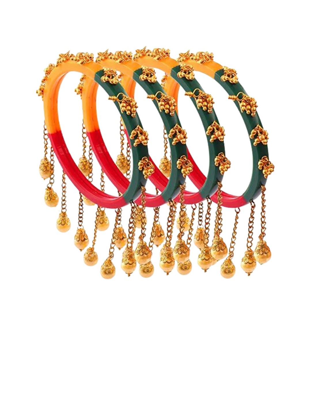 

Align Set Of 4 Gold-Plated Beaded Latkan Bangles