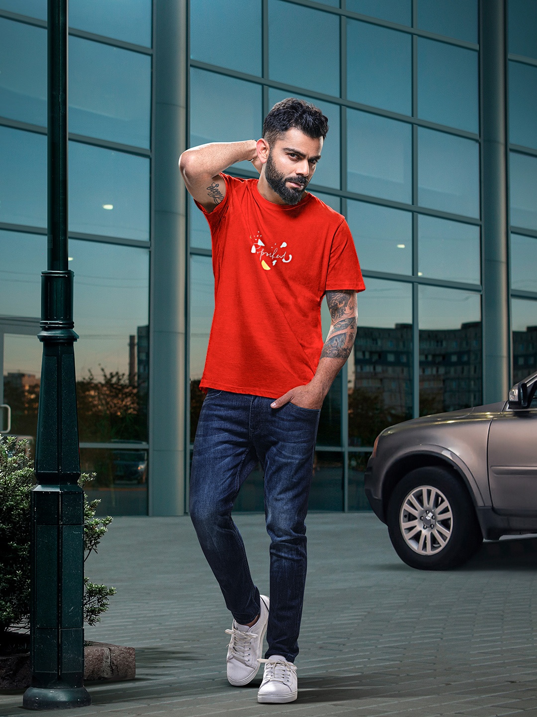 

WROGN Pure Cotton Typography Printed T-shirt, Red