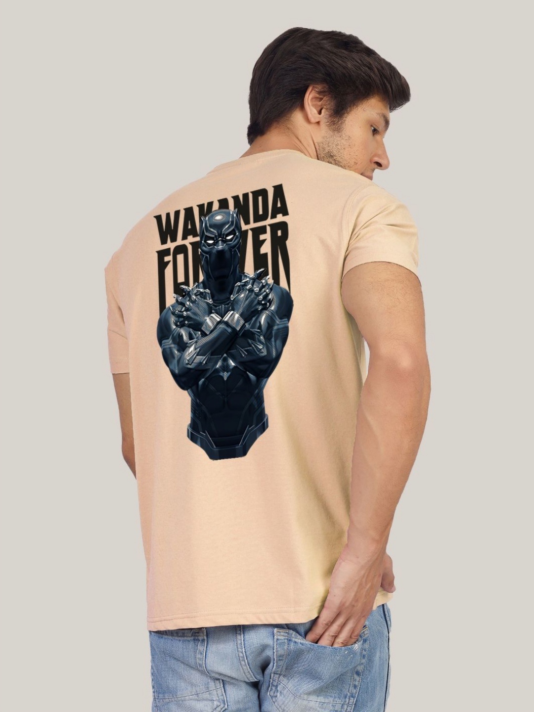 

Greylongg Men Sports Printed Extended Sleeves Applique T-shirt, Beige