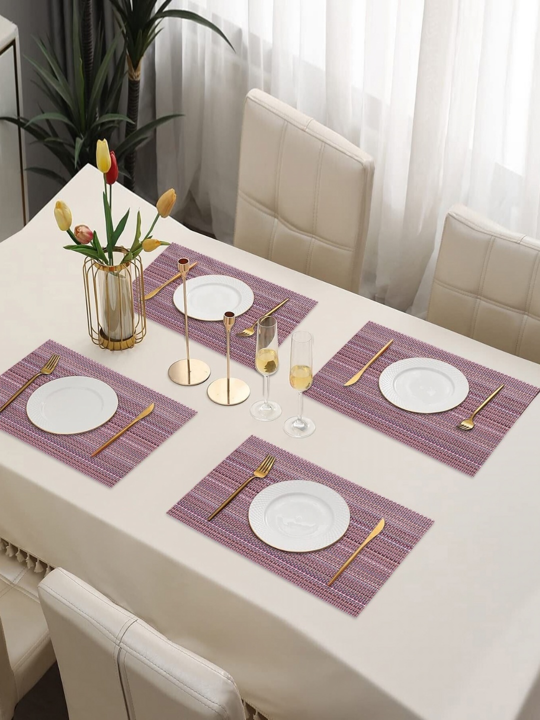 

LooMantha 4Pcs Purple Textured Table Placemats