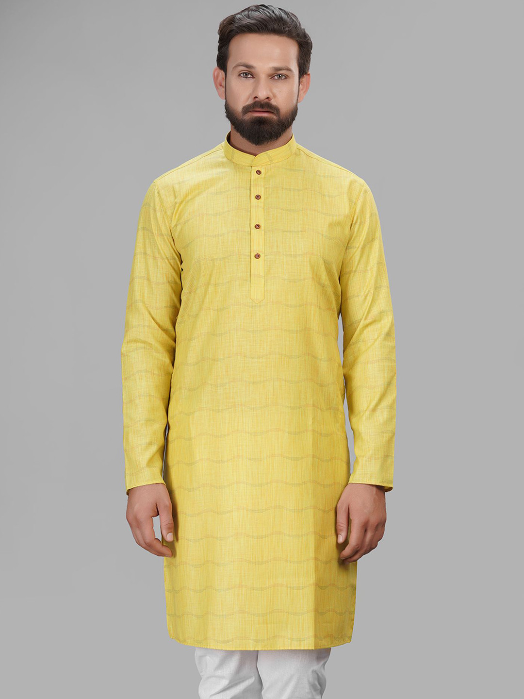 

LA'SCOOT Men Striped Regular Pure Cotton Kurta with Pyjamas, Green