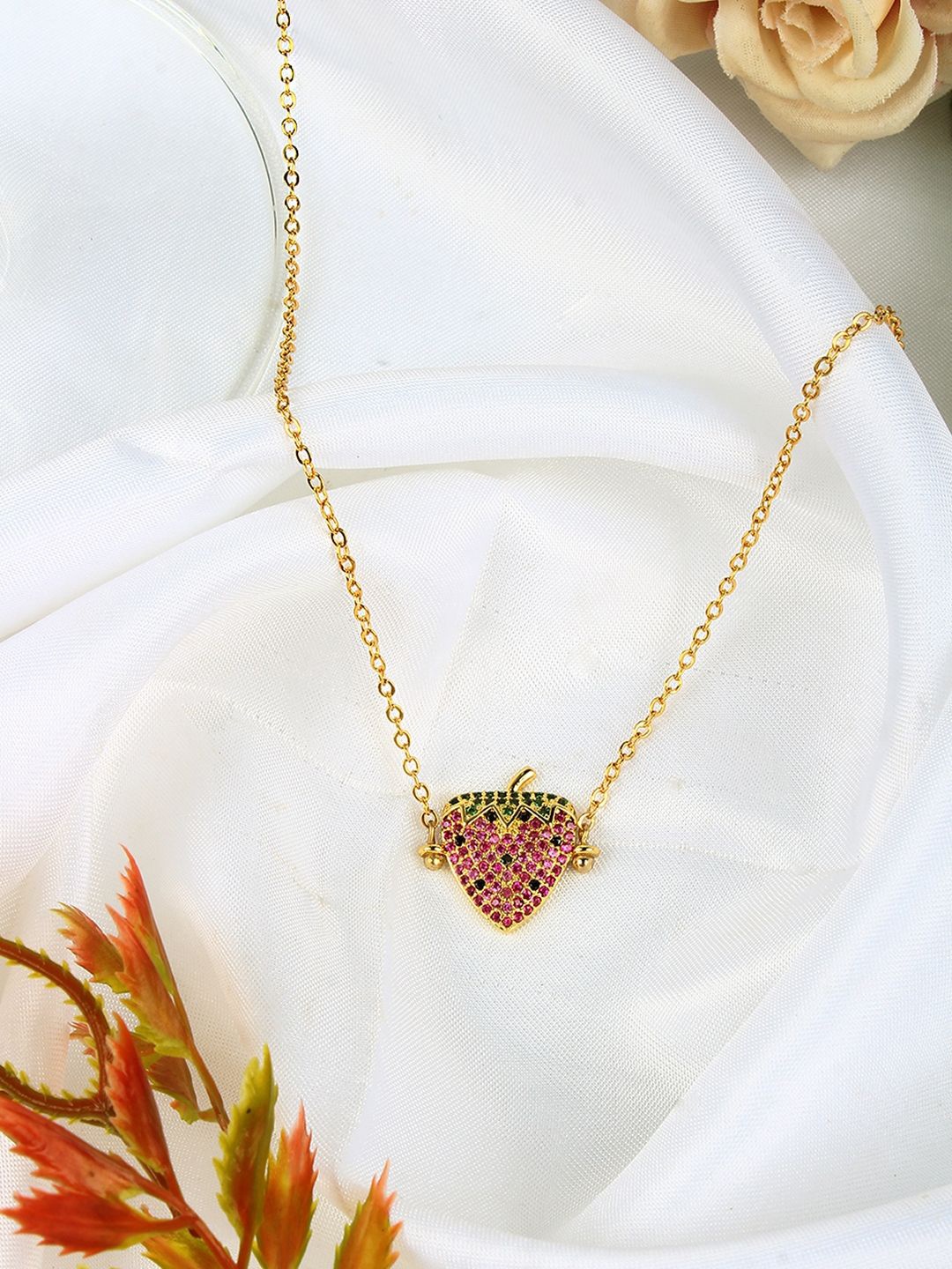

KPOP Brass Gold-Plated Stones Studded Necklace