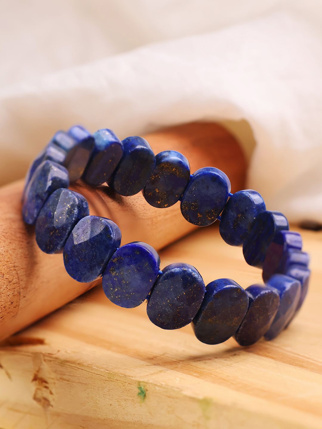 

Shubhanjali Lapis Lazuli Stone Studded Wraparound Bracelet, Blue