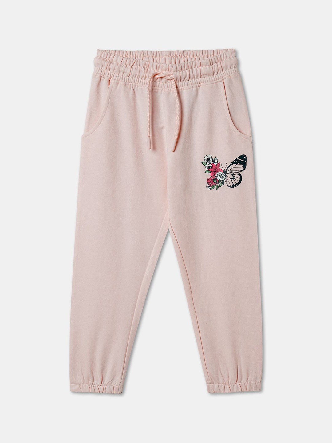 

R&B Girls Solid Regular Fit Mid Rise Joggers, Pink
