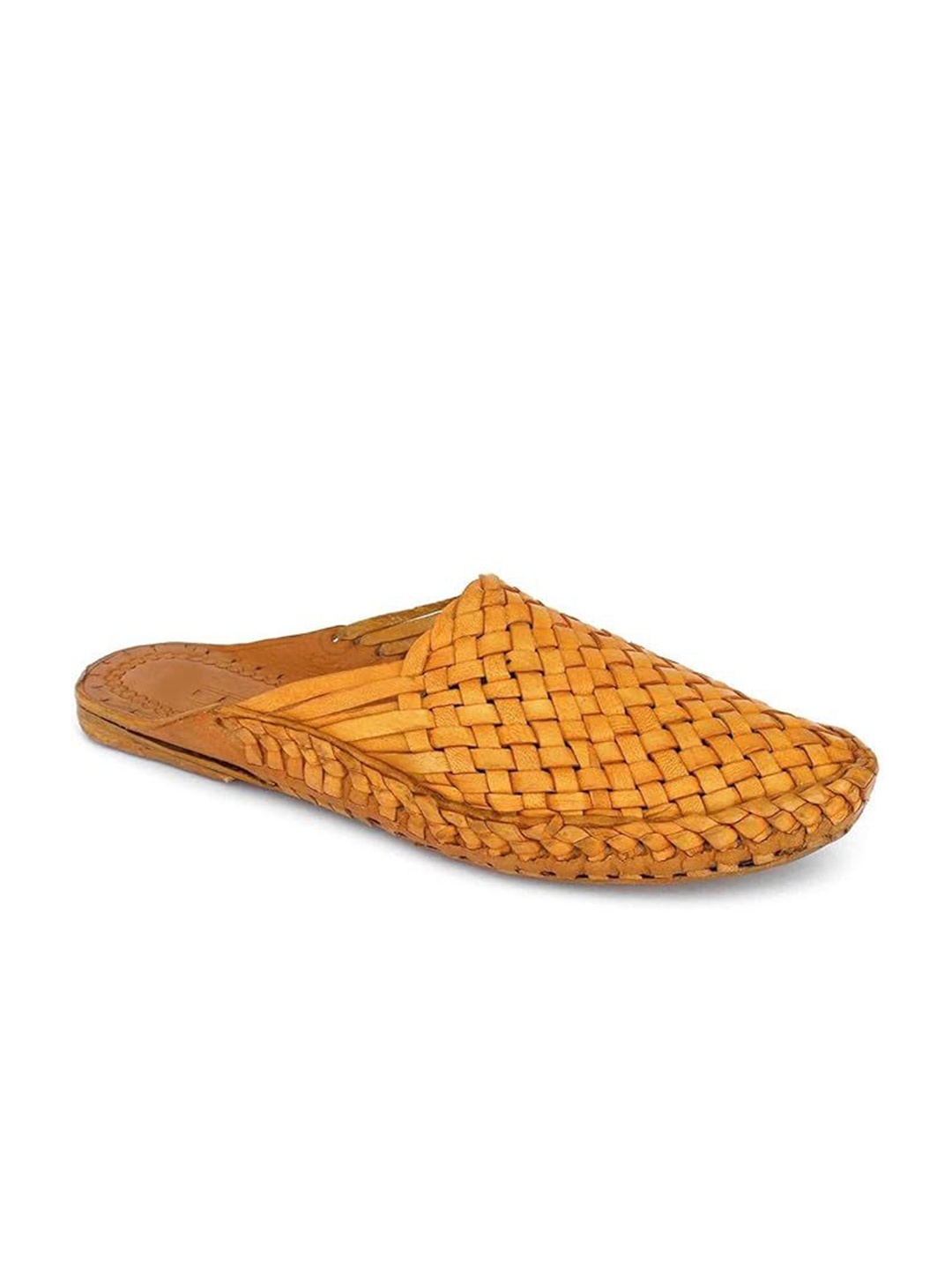 

ROYAL KHWAAB Men Ethnic Leather Shoe-Style Sandals, Yellow