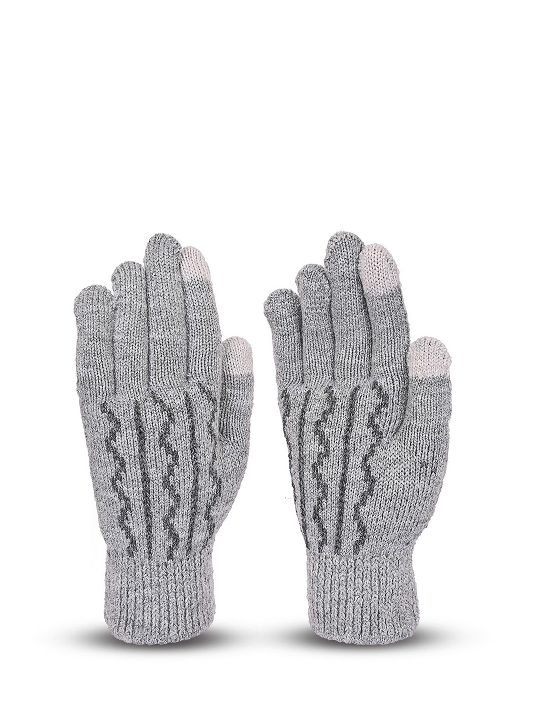 

LOOM LEGACY Women Patterned Acrylic Winter Gloves, Grey
