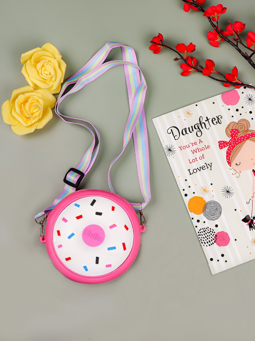 

Archies Printed Sling Bag With Happy Daughters Day Greeting Card, White