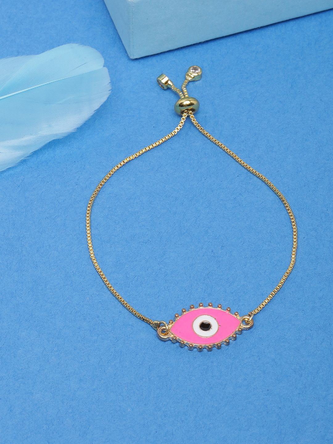 

KPOP Gold-Plated Evil Eye Enamelled Charm Bracelet
