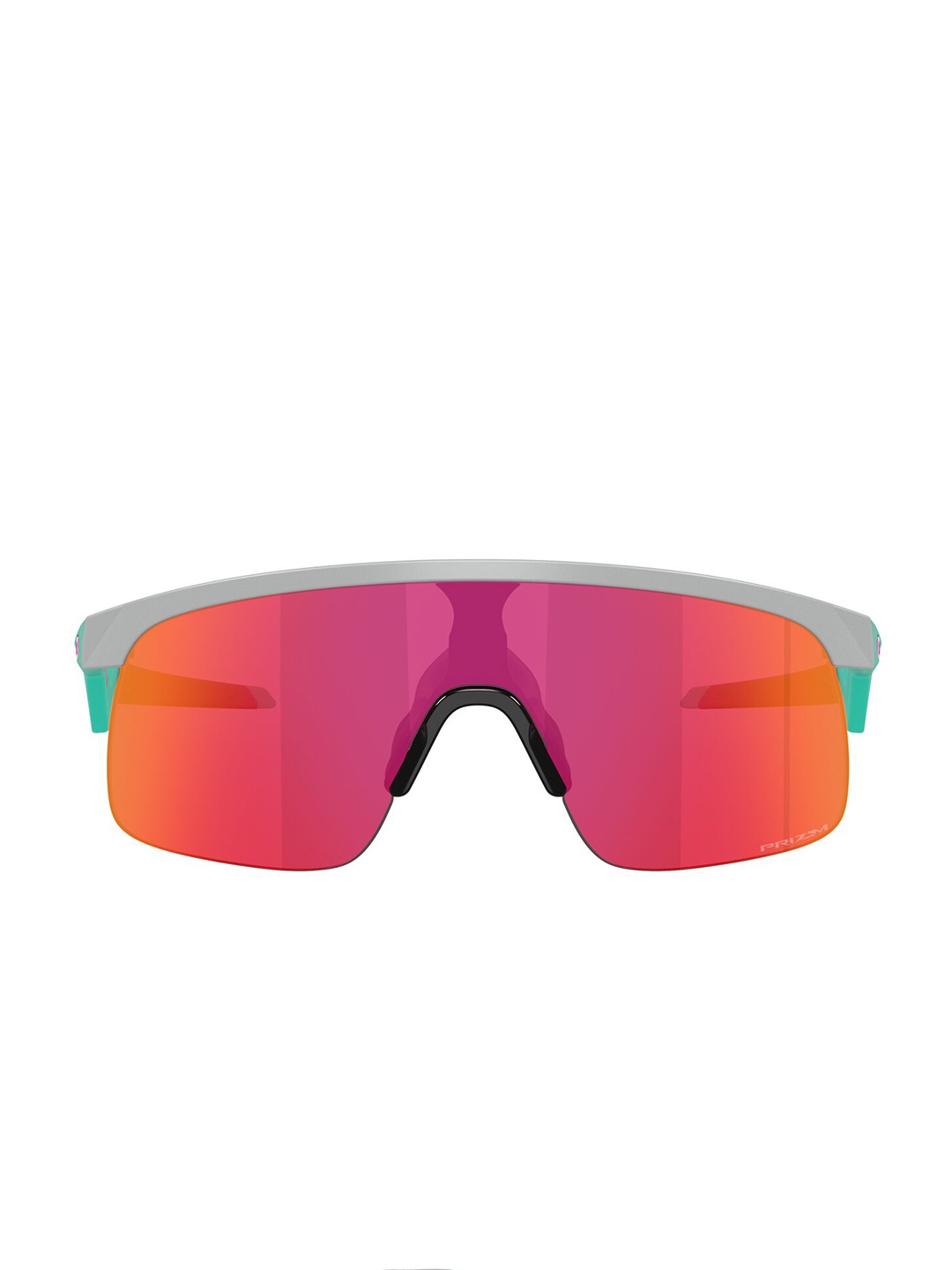 

Oakley Junior Men Half Rim Rectangle Sunglasses with UV Protected Lens 888392639882, Red