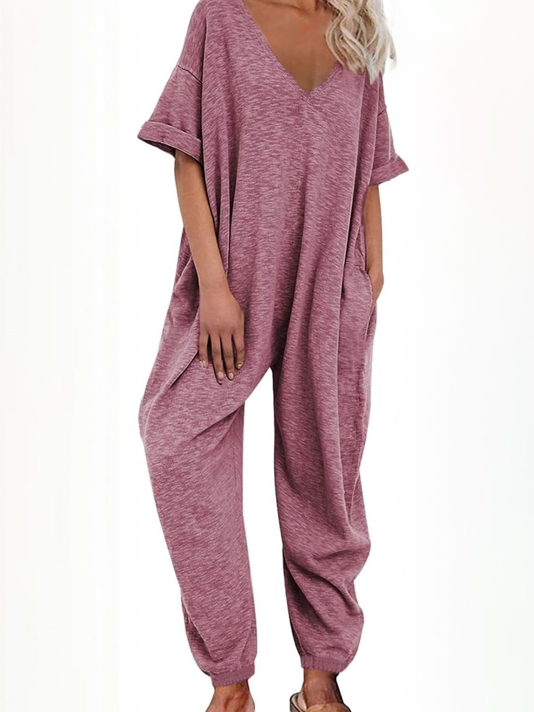 

KPOP Women Basic Jumpsuit, Burgundy