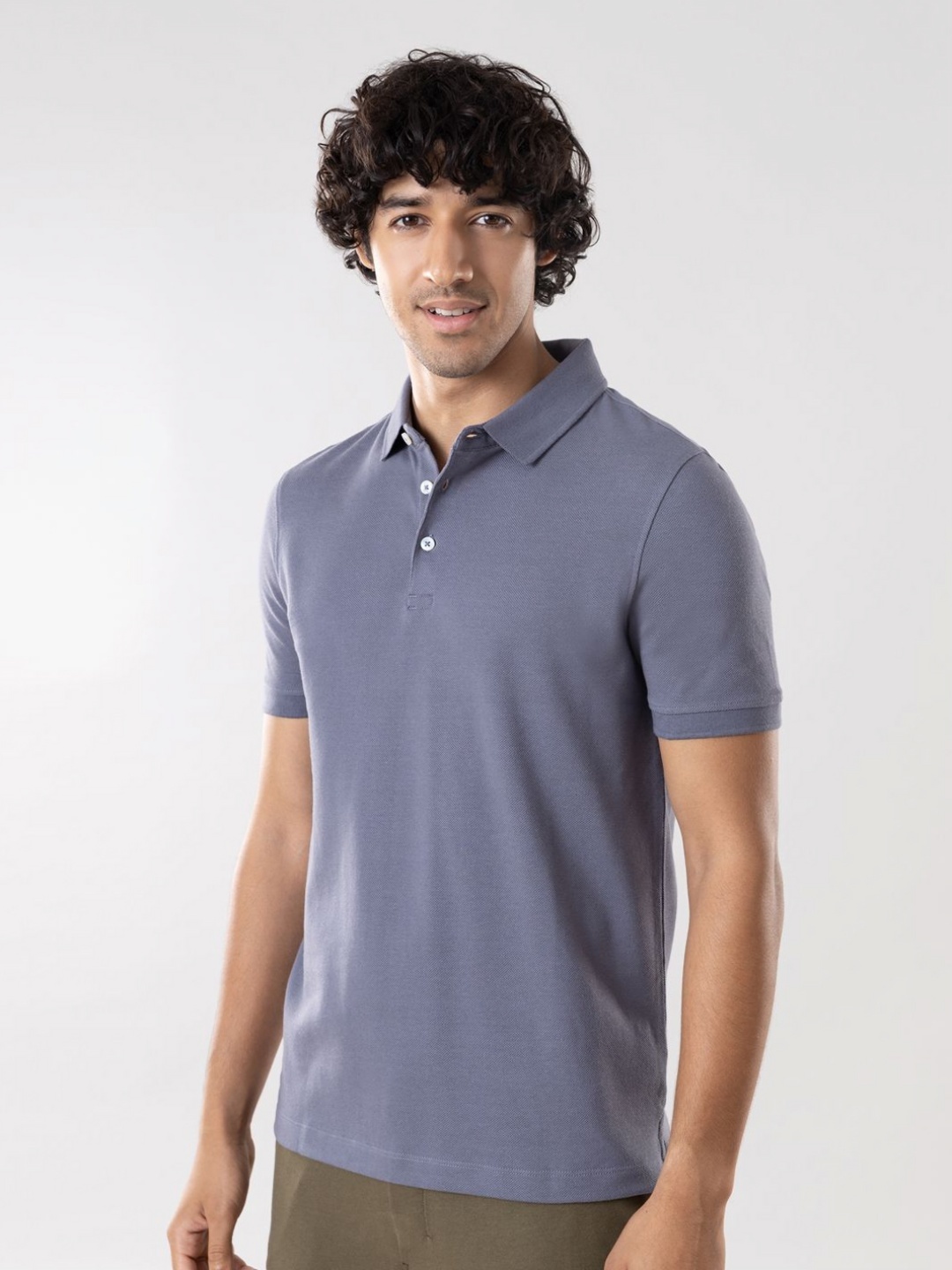 

Gloot Men Polo Collar Pockets T-shirt, Grey