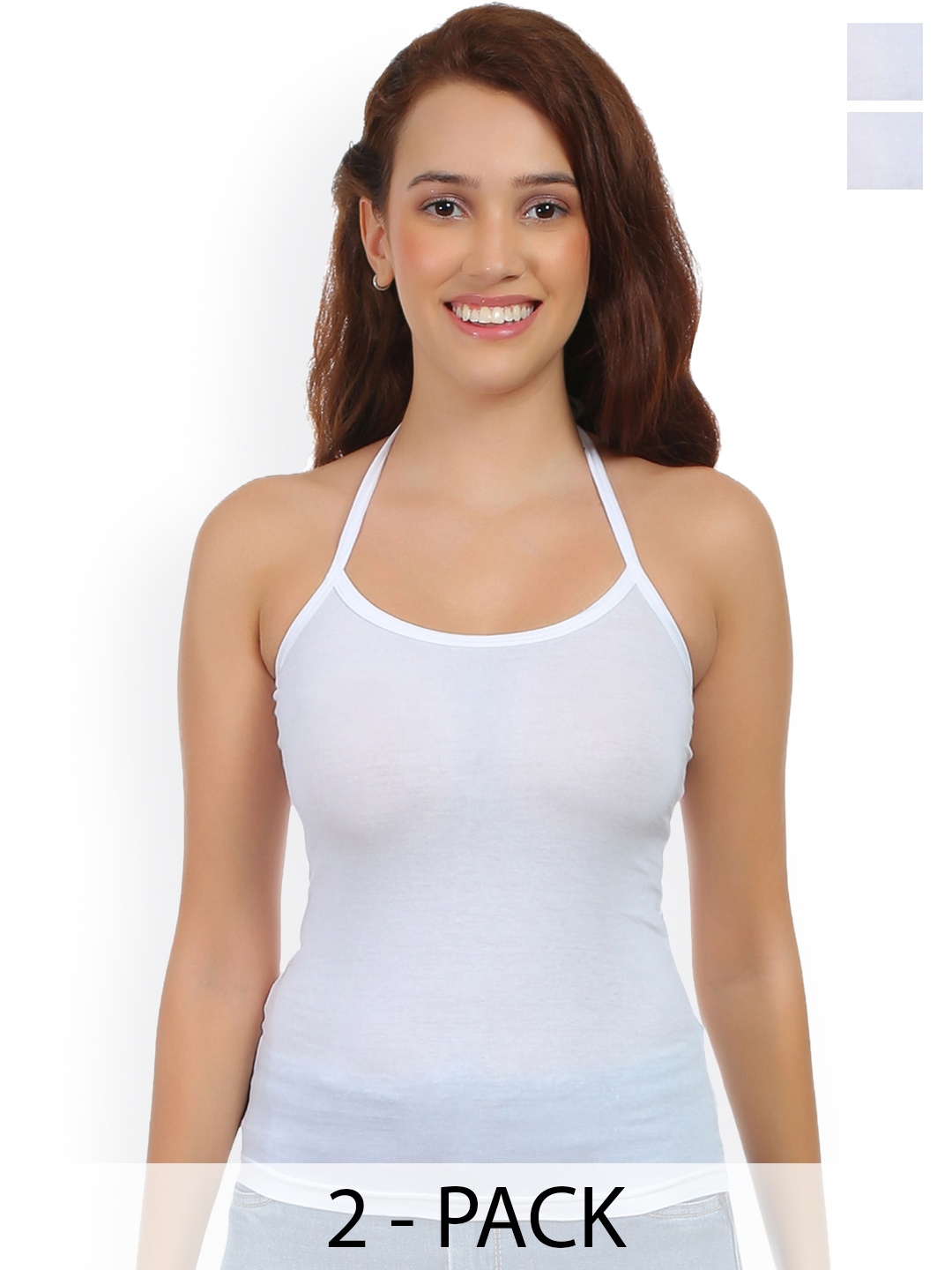 

SELFCARE Women Pack Of 2 Cotton Camisoles, White