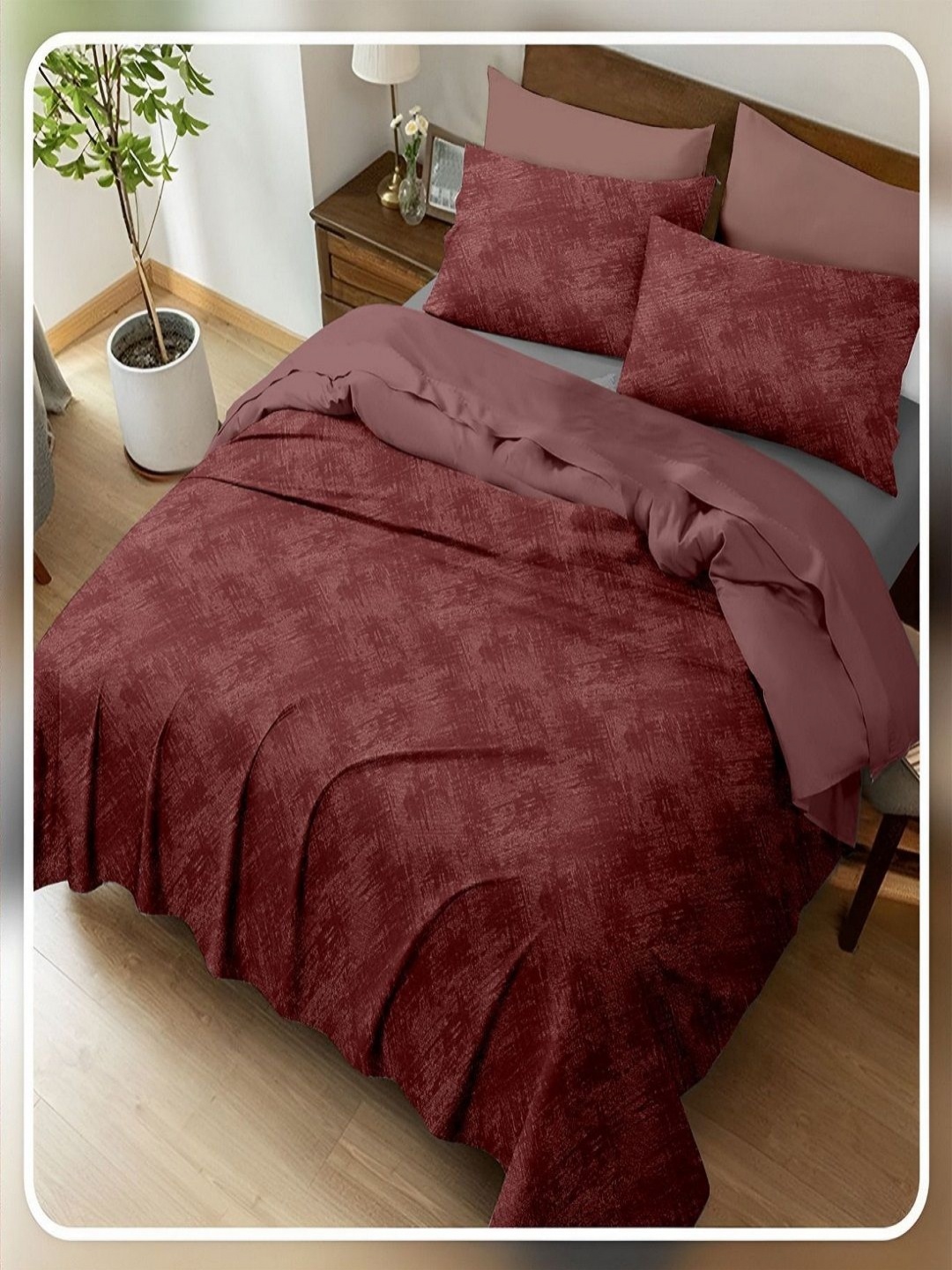 

CHICERY Maroon 400 TC King Bedsheet with 2 Pillow Covers