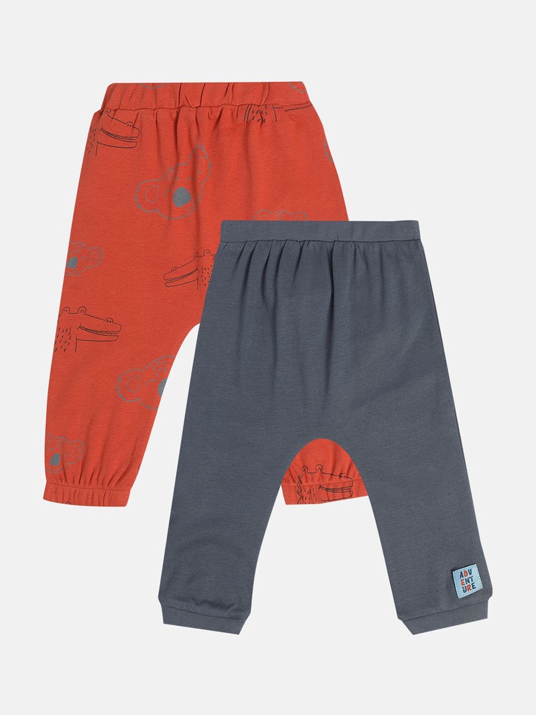 

MINI KLUB Boys Pack Of 2 Printed Lounge Pants, Grey