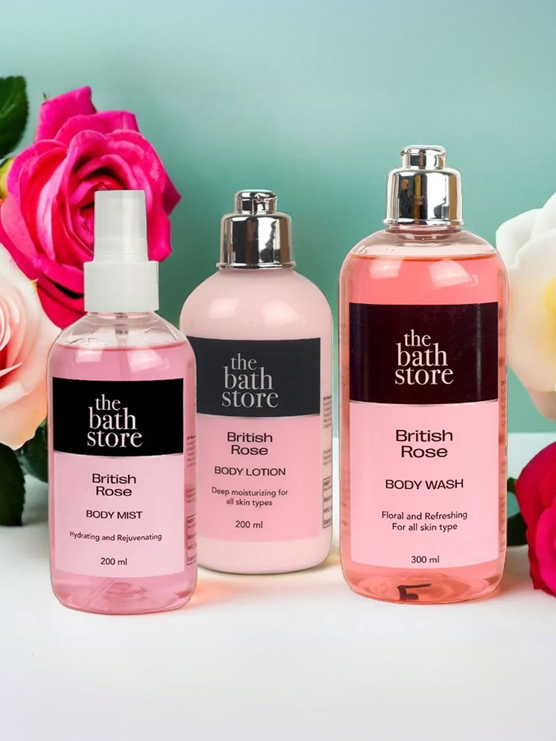 

The Bath Store British Rose Body Wash, Face Wash, Body Mist & Body Yogurt, Pink