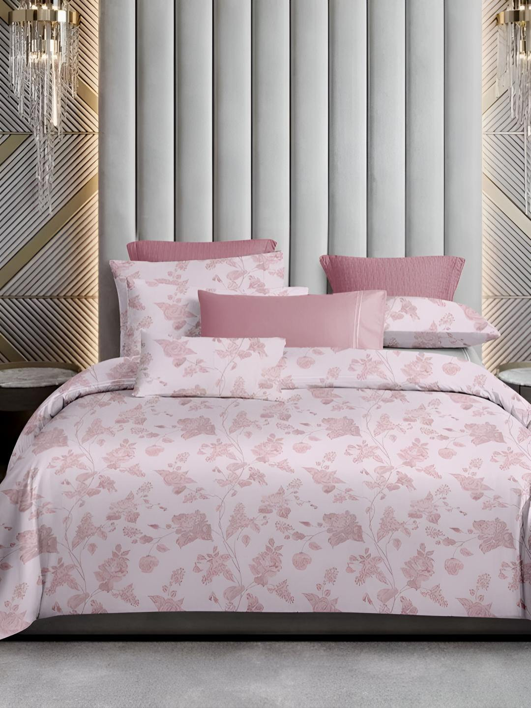 

Sleeping Owls- because your sleep matters Nude-Coloured & White Floral 400 TC King Bedsheet with 2 Pillow